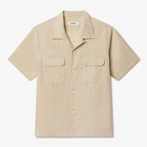 Draped Linen Deuce Coupe Camp Shirt